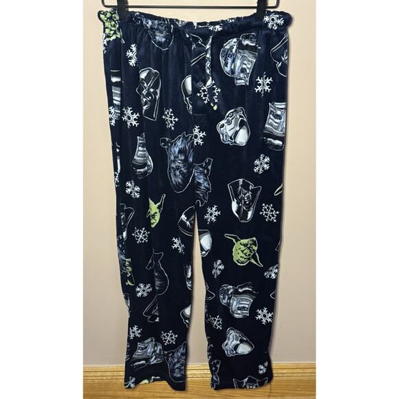 Star Wars Other - Star Wars Navy Snowflake Character Heads Velour Like Pajama Pants Mens Large